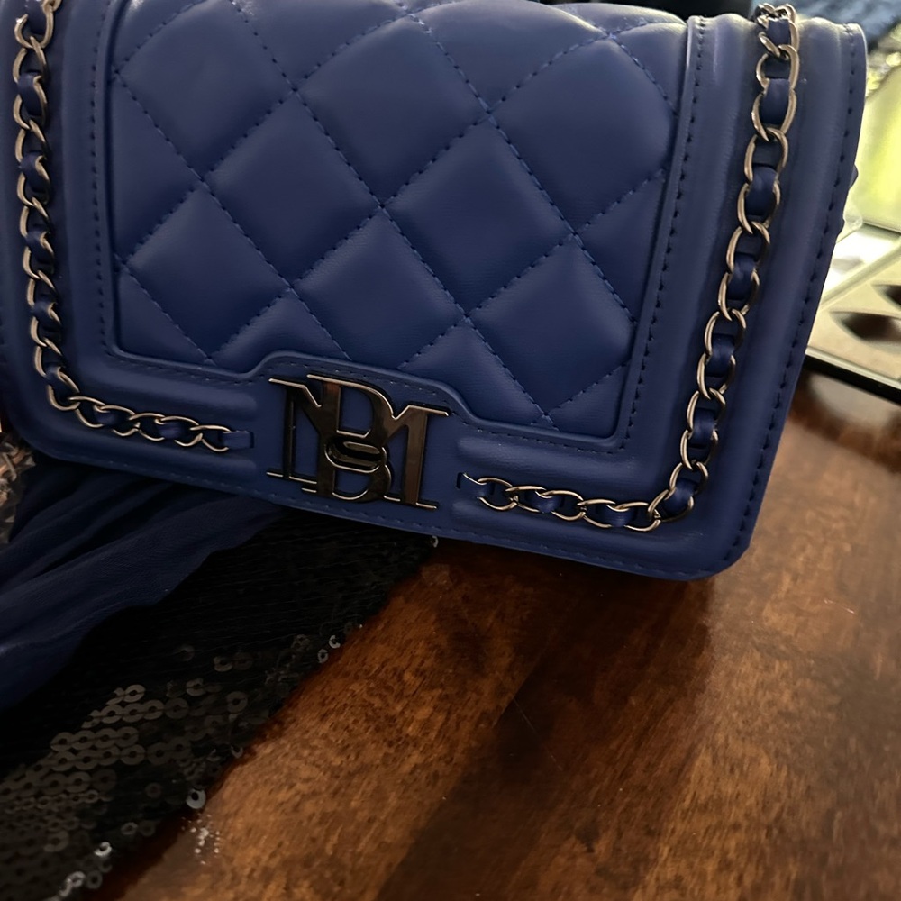 Badgley Mischka Navy Quilted Crossbody Bag